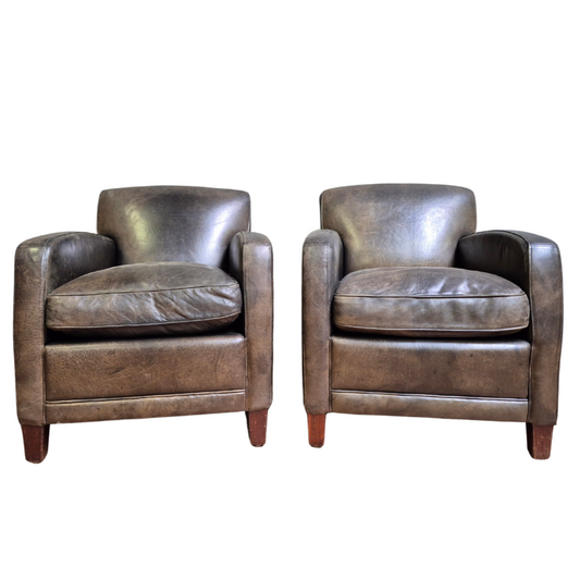 Leather armchair set